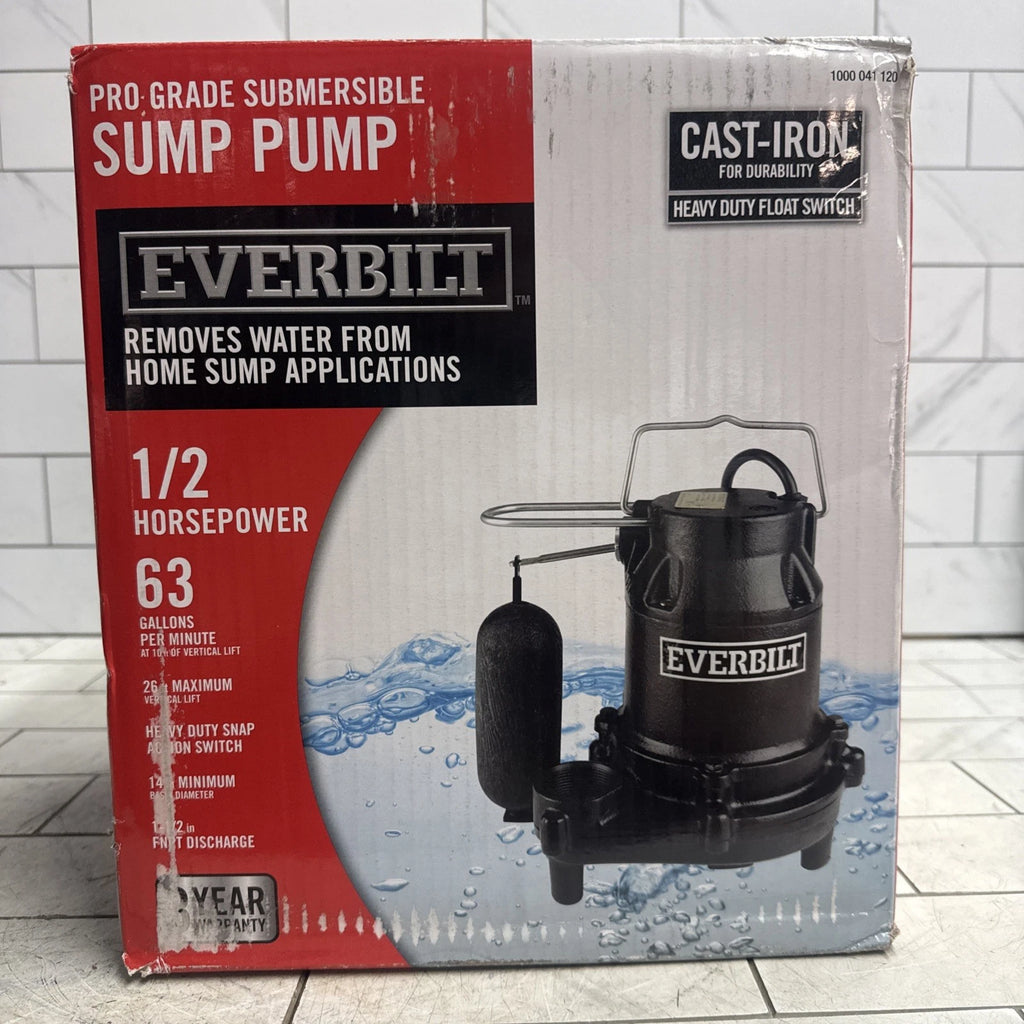 Everbilt HDS50 1/2 HP Cast Iron Pro Grade Submersible Sump Pump OPEN BOX.