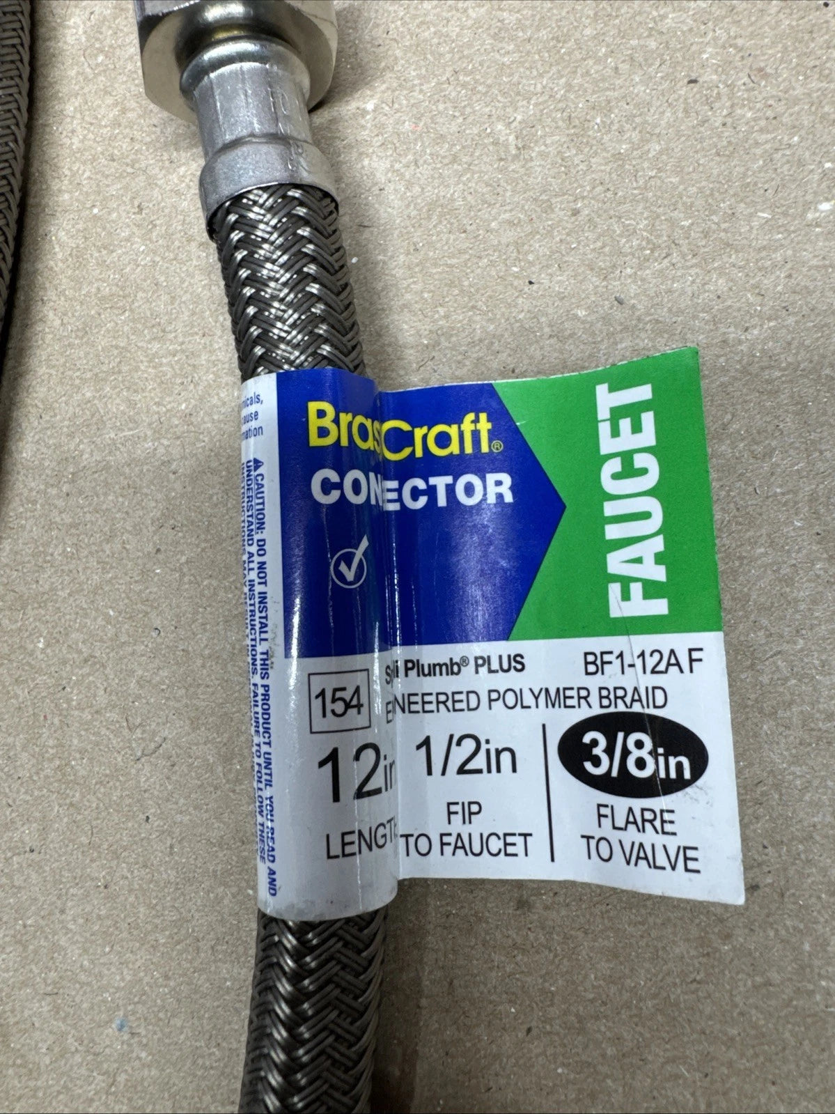 Lot Of 6 BrassCraft Braided Polymer Faucet Connector 3/8" Flare x 1/2" FIP x 12