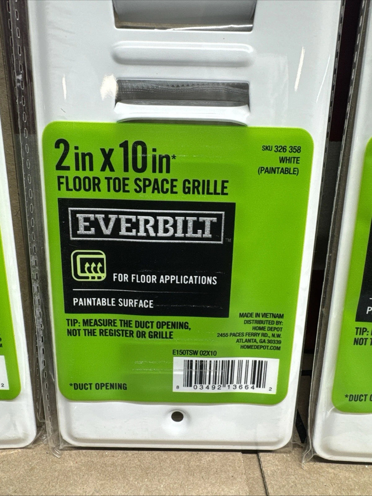 Lot Of 14 Everbilt 2 in. x 10 in. White Floor Toe-Space Grille