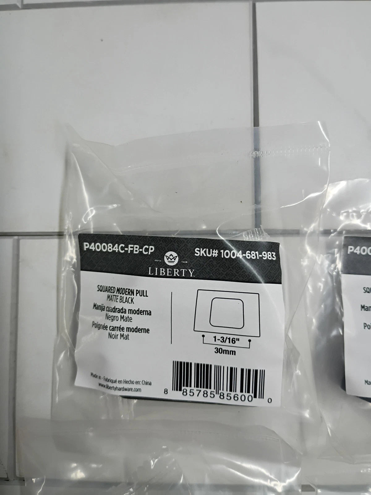 12pk Liberty P40084C-FB-C0 Square Cabinet Pull in Matte Black NEW in Sealed Bag