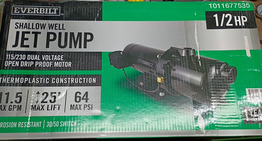 Everbilt HDSWJ5P 1/2 HP Shallow Well Jet Pump, 11.5 GPM, 64 PSI *FOR PARTS*