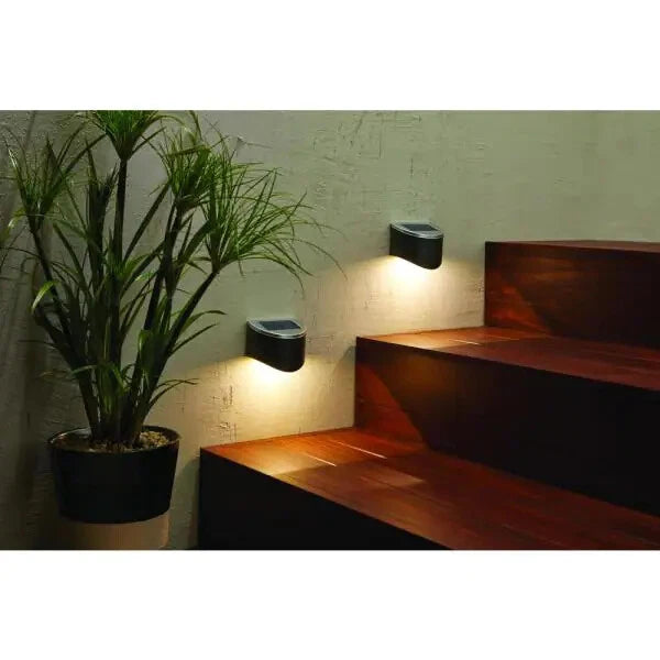 Hampton Bay Solar LED Deck Lights 2 pack Black Brushed Nickel 3000K