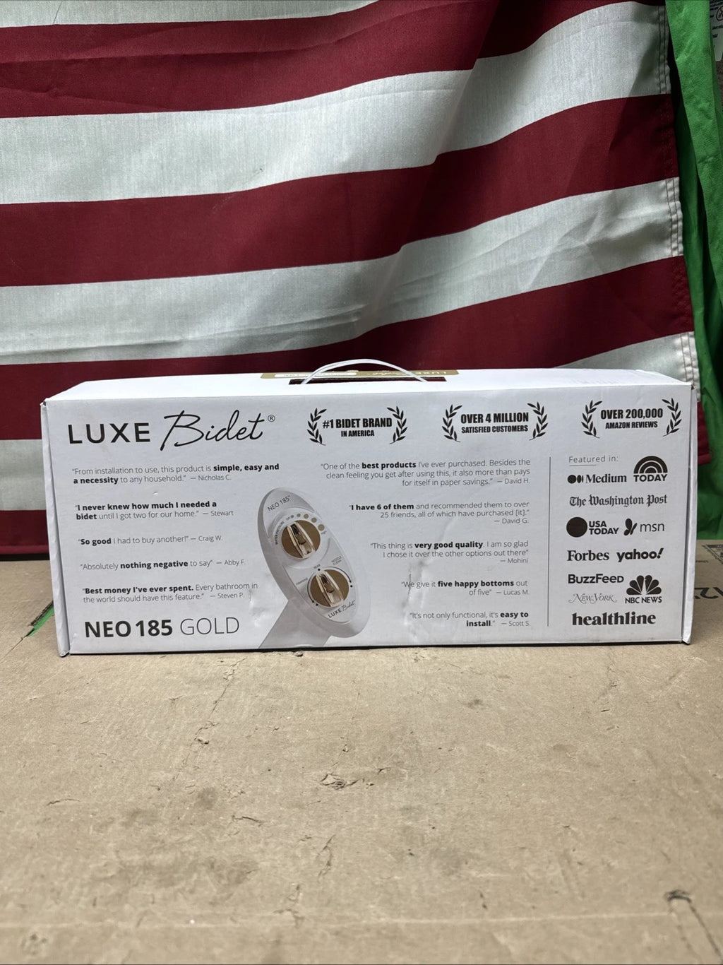 LUXE Bidet NEO 185 Gold Dual Nozzle Toilet Seat Attachment, Open Box, New