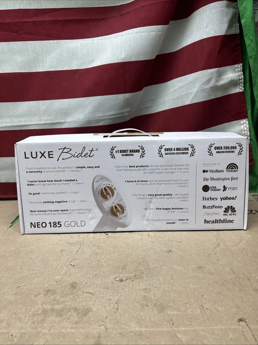 LUXE Bidet NEO 185 Gold Dual Nozzle Toilet Seat Attachment, Open Box, New