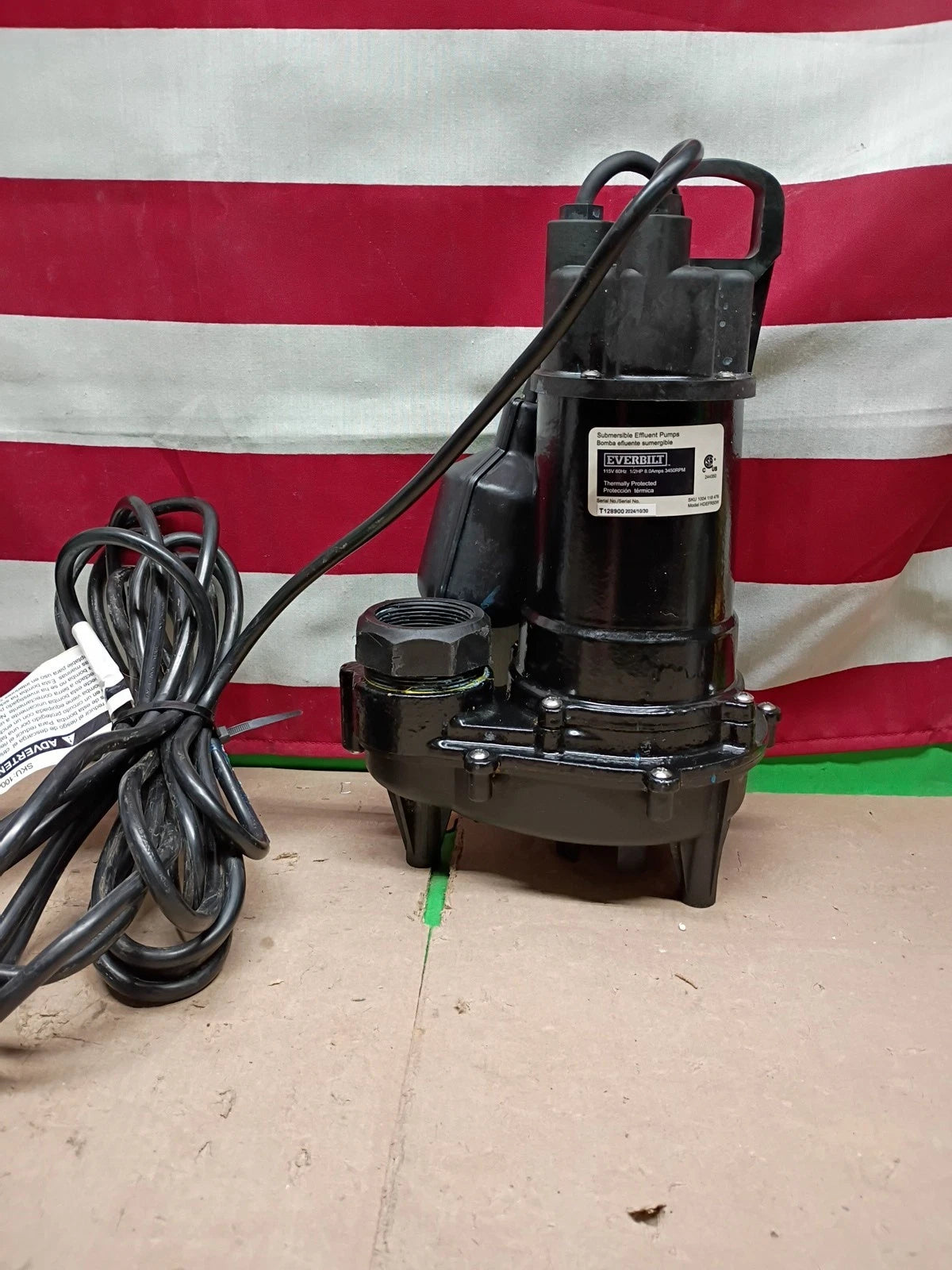 Everbilt HDEFR50W 1/2 HP Effluent Pump, USED READ DESCRIPTION