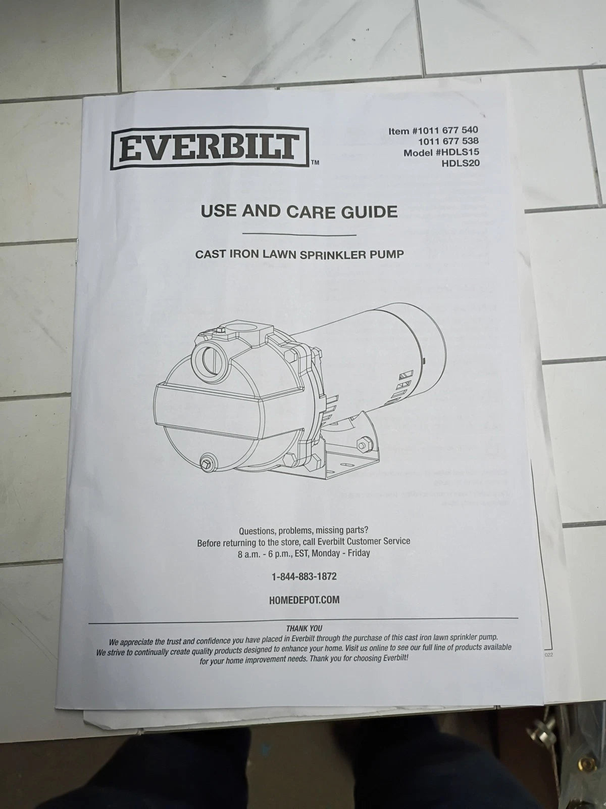Everbilt 1-1/2 HP Cast Iron Lawn Irrigation Pump 115 /230 Dual Voltage FOR PARTS
