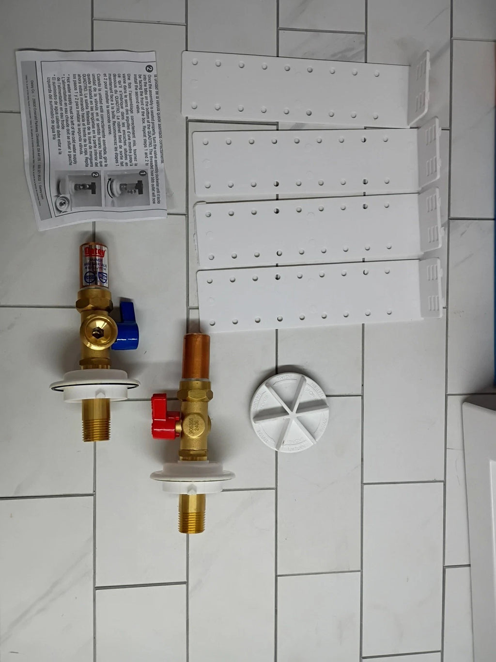 OATEY Quadtro 38569 - 1/2" PEX Washing Machine Outlet Box 1/4 Turn Valves NOB