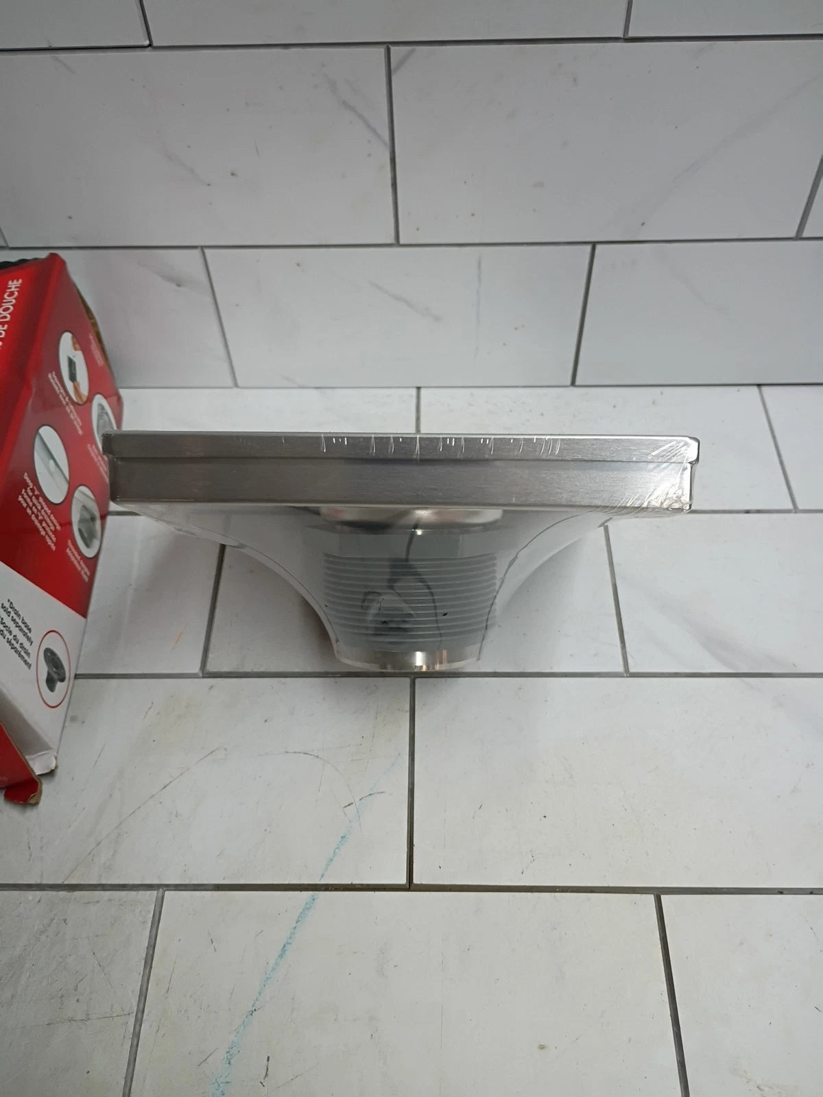RELN 6 X 6 in Stainless Steel Square Shower Drain, Square Pattern Drain Cover OB