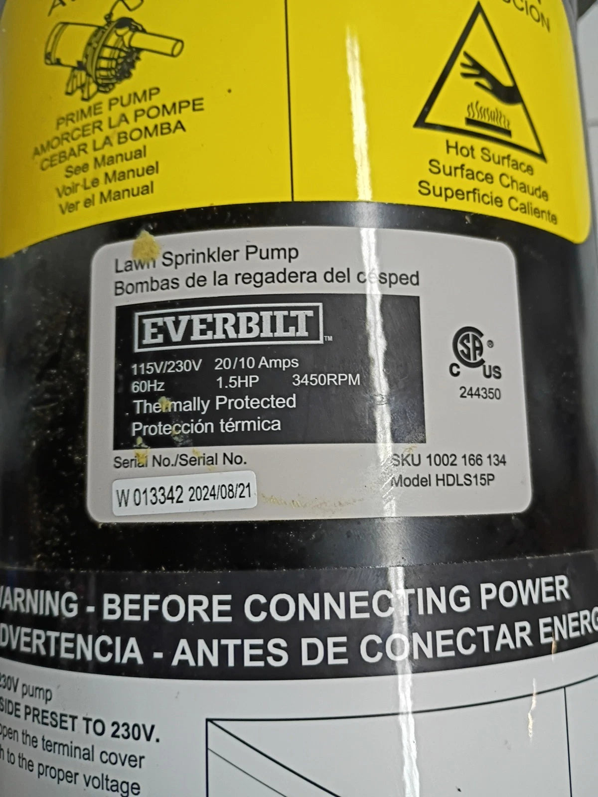 Everbilt Lawn Irrigation Pump Plastic 1.5HP HDLS15P PARTS ONLY