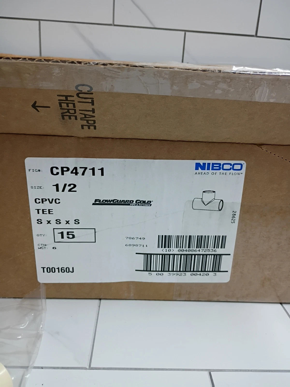 (150-Pk) Nibco CP4711 : 1/2" SxSxS CPVC TEE Hot or Cold Pressure 400PSI NEW