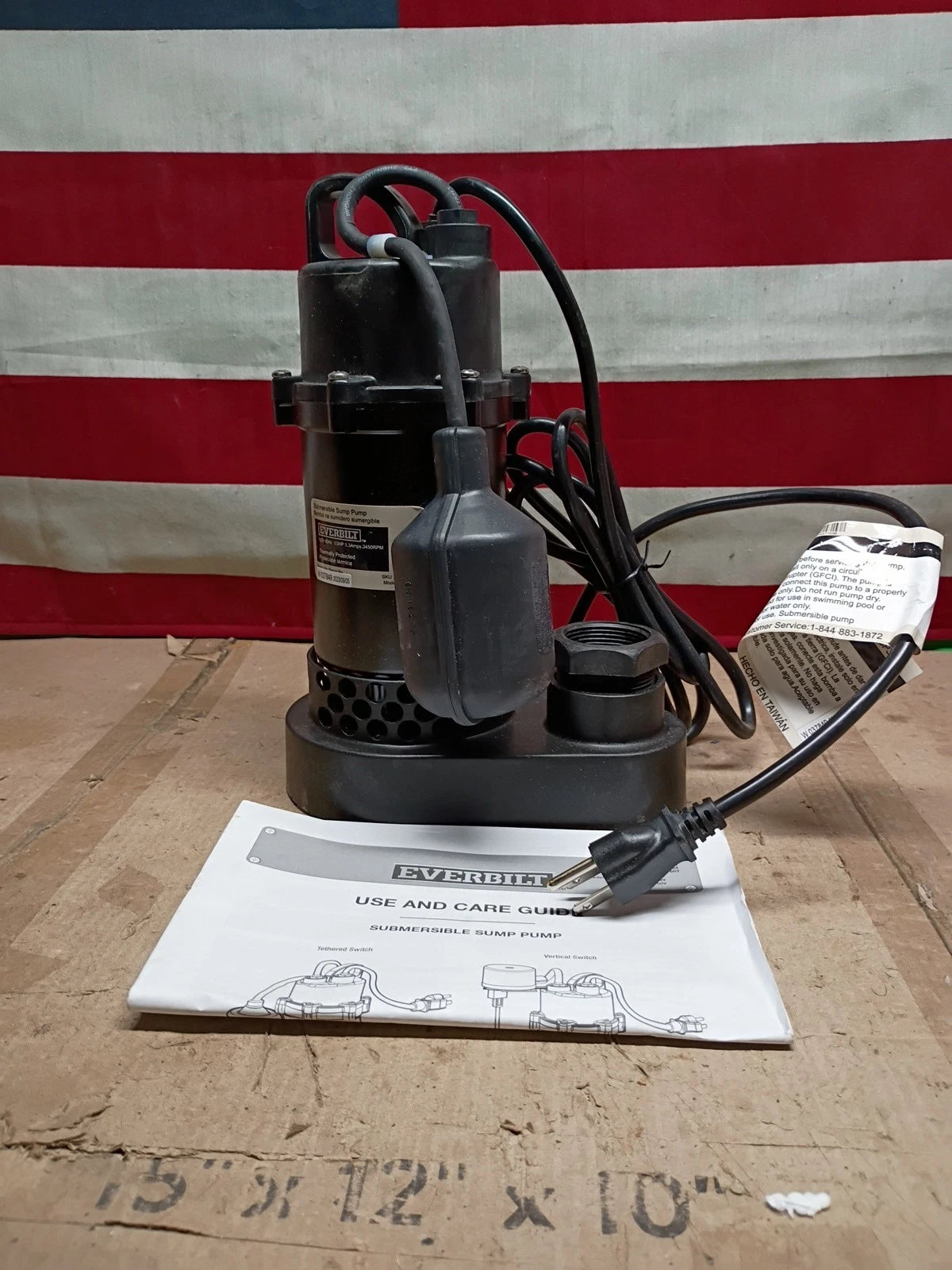 Everbilt HDSP33W 1/3 HP Corrosion Resistant Aluminum Sump Pump Tether Switch, OB