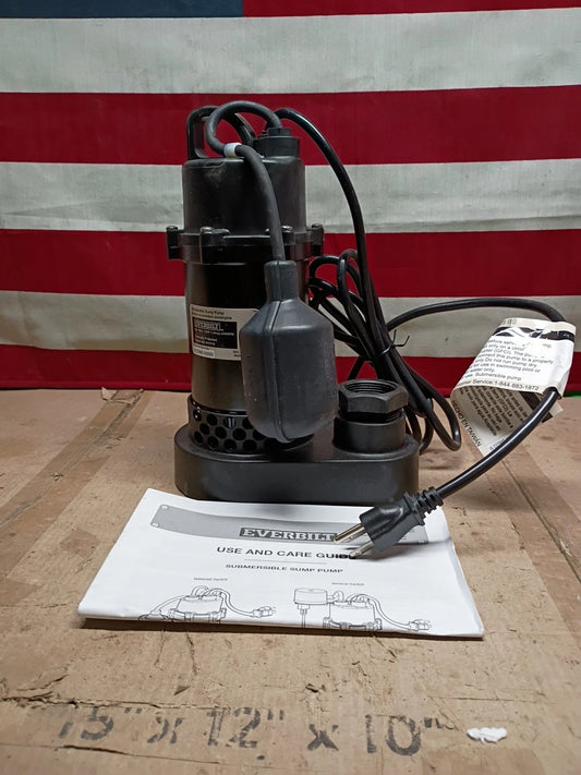 Everbilt HDSP33W 1/3 HP Corrosion Resistant Aluminum Sump Pump Tether Switch, OB