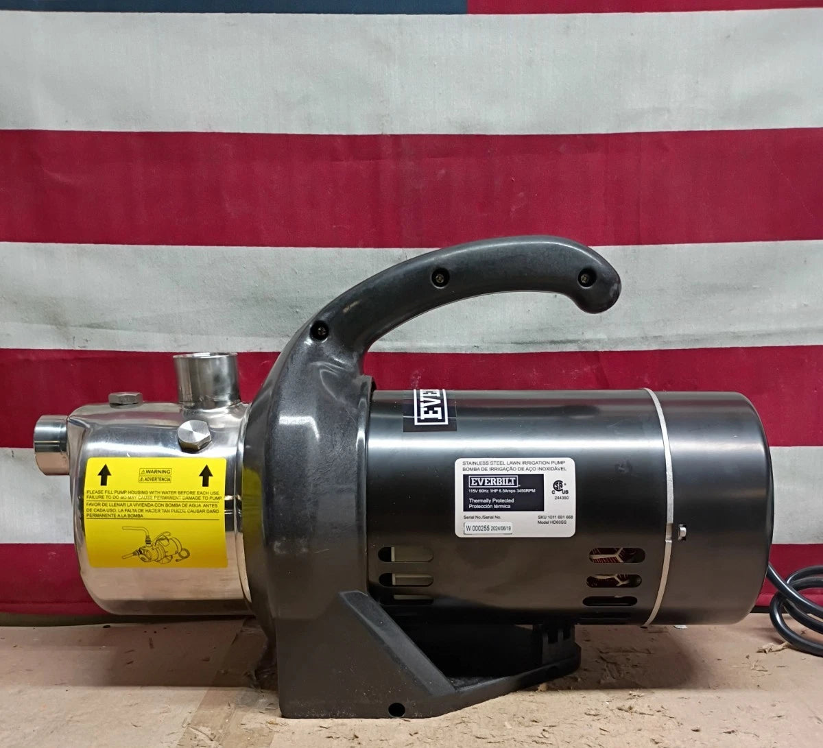 EVERBILT HD60SS 1 HP Stainless Steel Portable Lawn Irrigation Pump Open Box