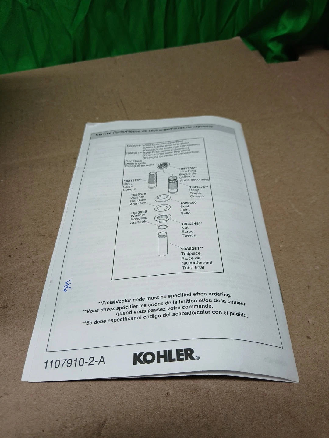 Kohler K-7129-VS Lavatory Grid Drain Less Overflow - Vibrant Stainless