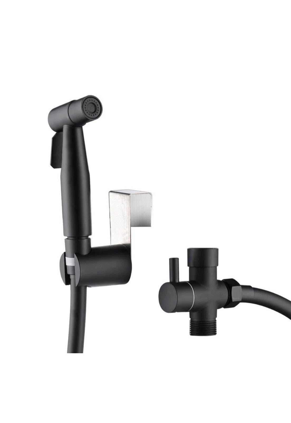TH-FX0021 Bidet Attachments Matte Black Sprayer, Sprayer Holder, T-Valve, Hose
