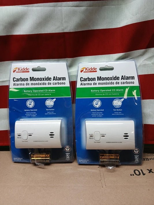 2x Kidde Carbon Monoxide Alarm Battery Operated CO Detector Monitor 9C05-LP2 New