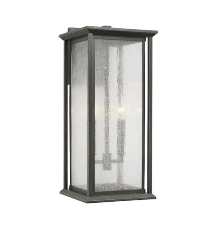 Antique Bronze Outdoor Hardwired Wall Lantern Sconces with Water Glass OB Read