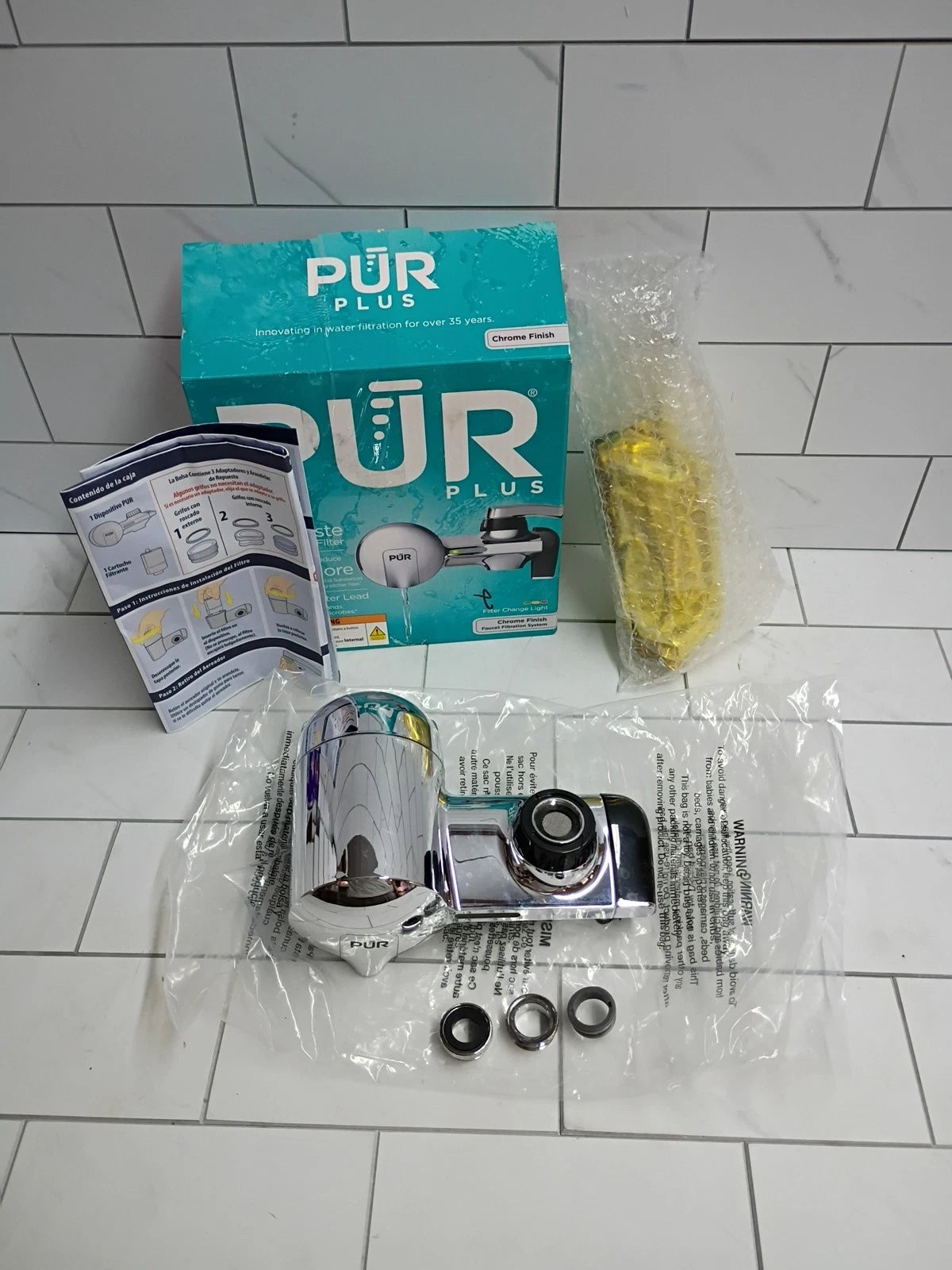 PUR Plus Faucet Mount Water Filter System Mineral Core Lead Reduction Chrome OB