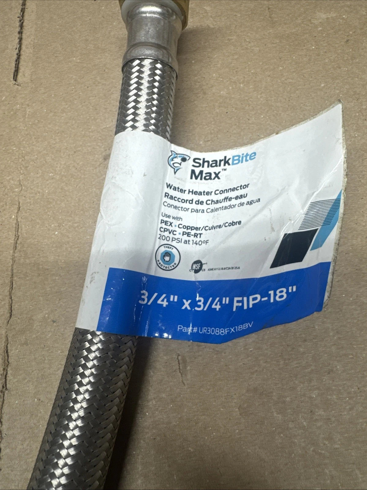 8 Pack SharkBite Water Heater Connectors 3/4 Push-Fit x 3/4 FIP Dia in. Read
