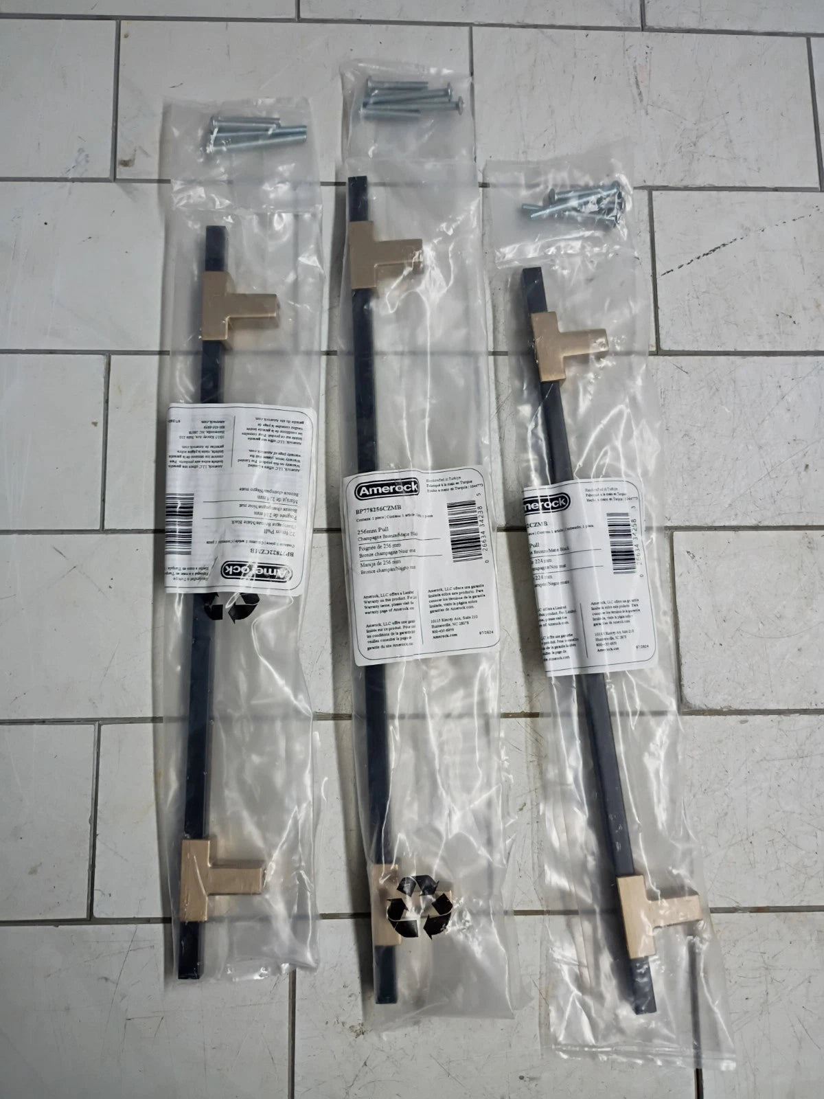 3pk Amerock BP778256CZMB Urbanite 10-1/16 inch Center-to-Center Cabinet Handle