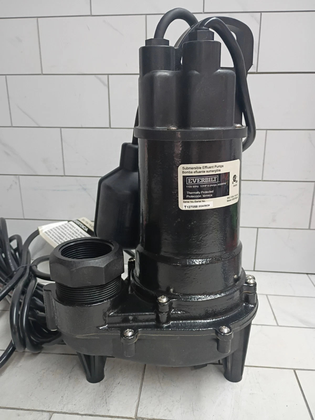 Everbilt HDEFR50W 1/2 HP Effluent Pump, Open Box..