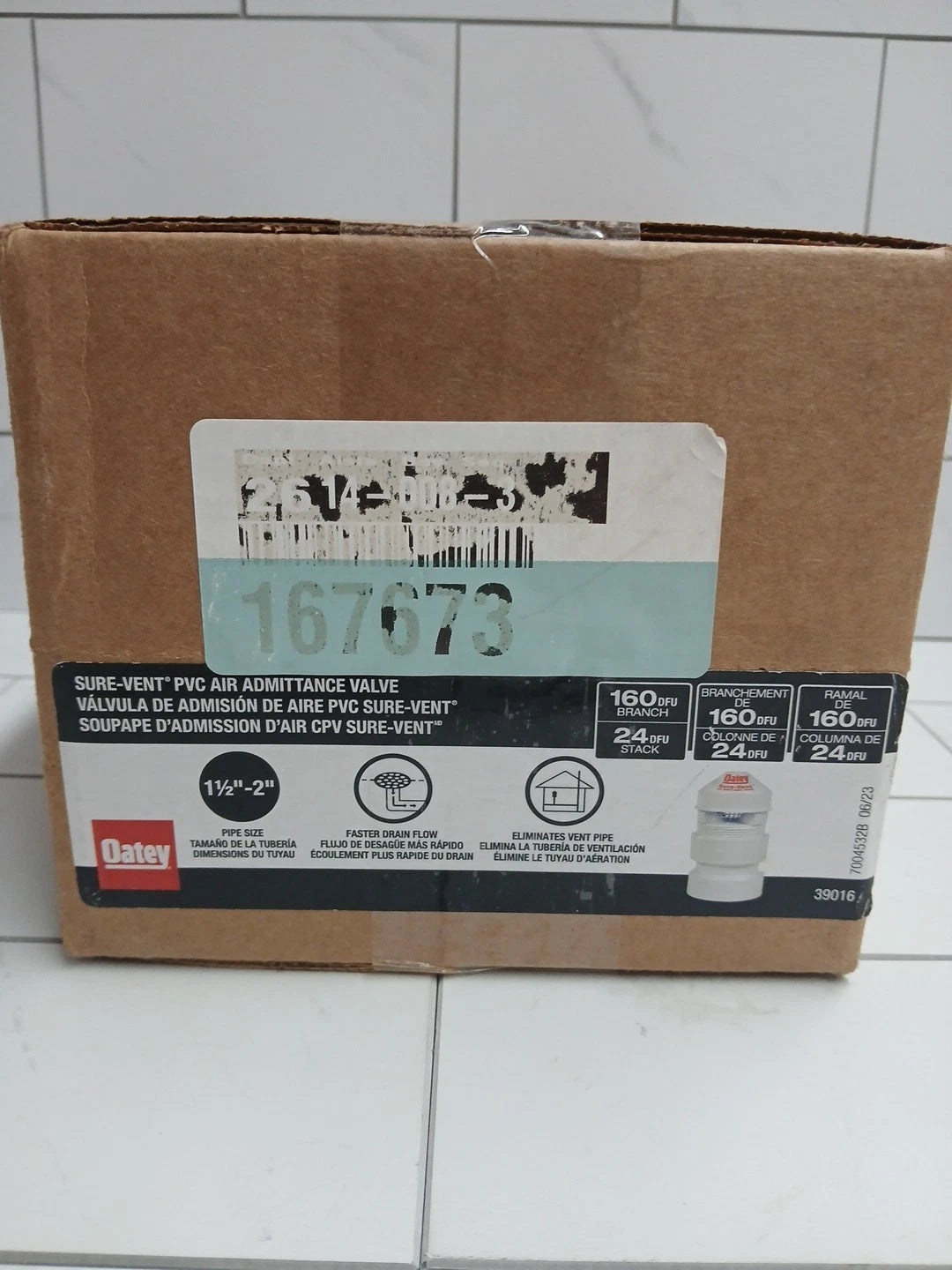 6pk OATEY 39016 1" 1/2 - 2" SURE VENT PLUMBING AIR ADMITTANCE PVC 160 DFU (NEW)