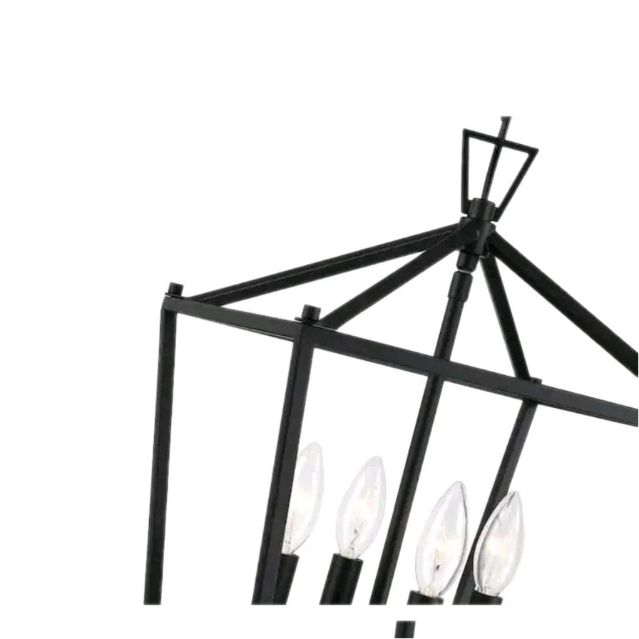 Faymart 16 in. 4 Light Modern Rectangle Lantern Pendant Light Matte Black OB