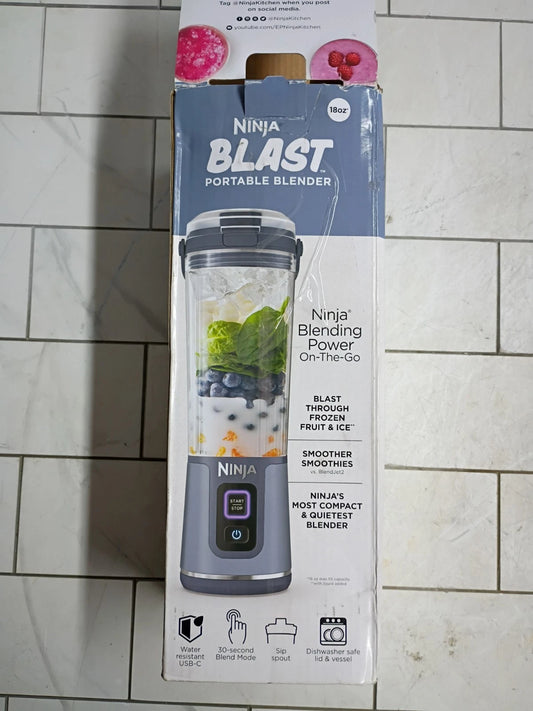 Ninja - Blast 18 oz. Portable Blender Leak-proof Lid Easy To Carry Denim Blue OB