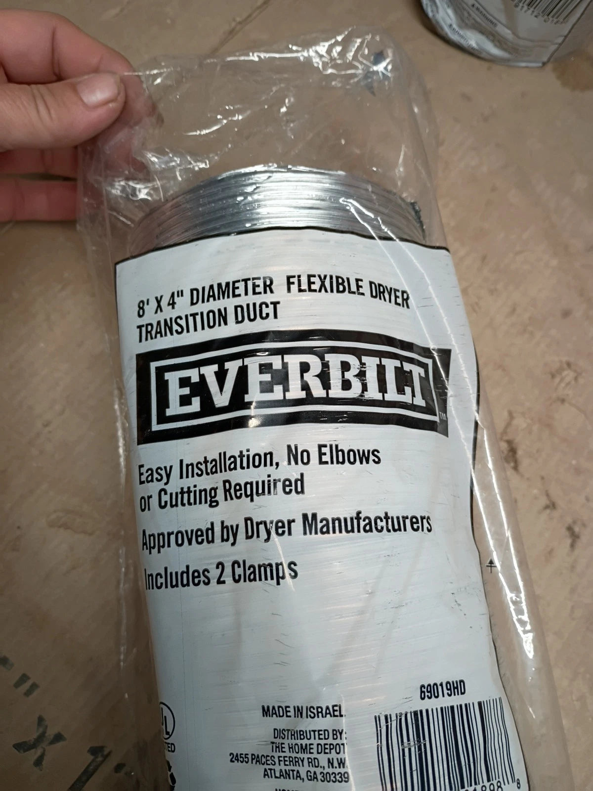 Lot of 4 Everbilt 8' x 4" Dia Flexible Dryer Transition Duct 69019HD Aluminum