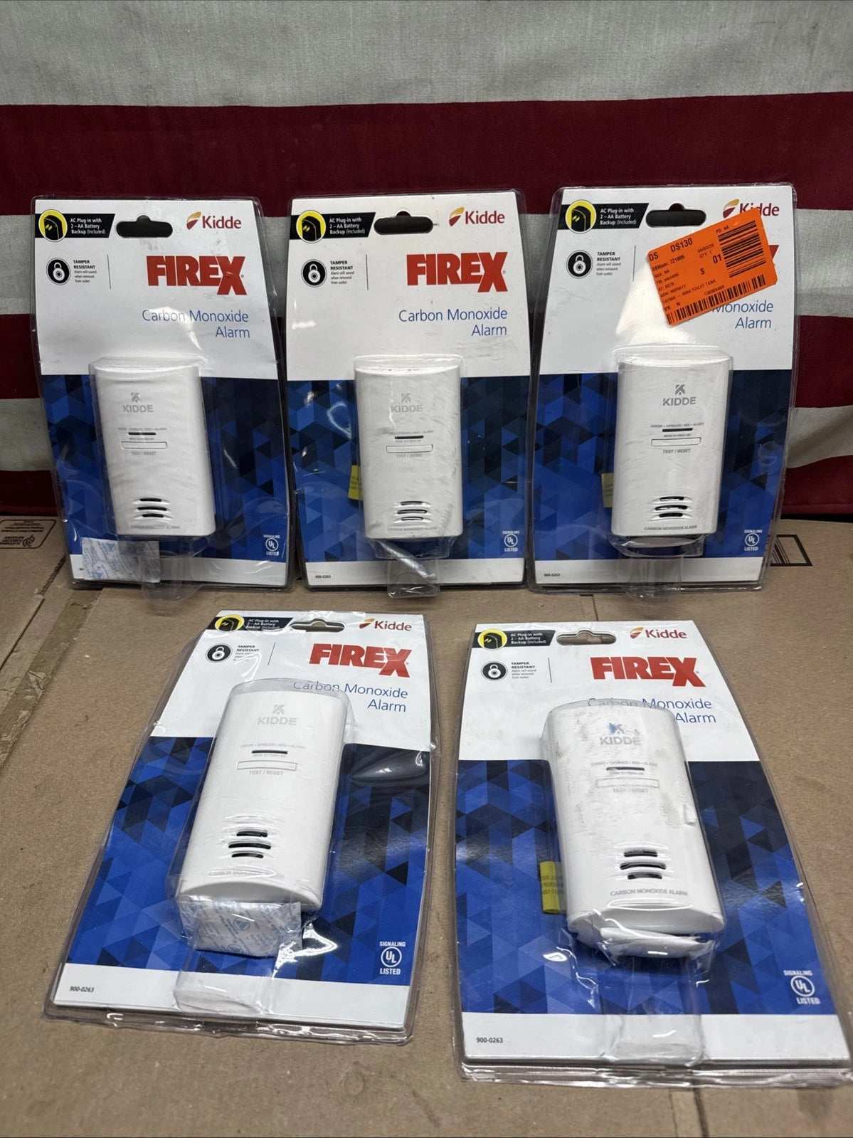5 Pack Kidde Firex Plug-In CarbonMonoxide Detector, AA Battery Backup(Alarm Only