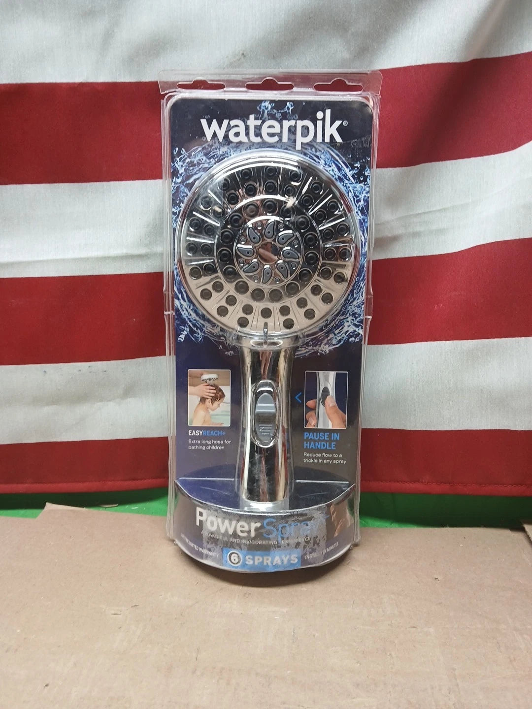 Waterpik 6-Spray 4.8 in. Wall Mount Handheld Adjustable Shower Head. Chrome.