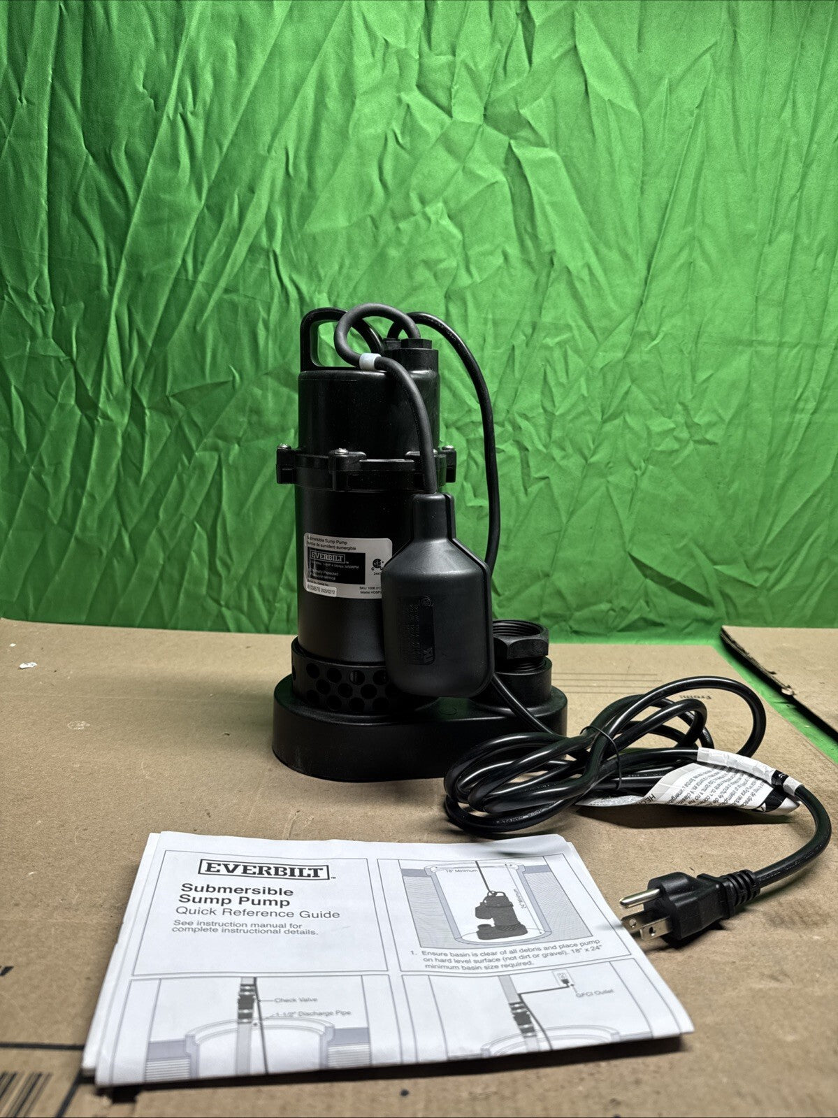 Everbilt 1/4 HP Aluminum Sump Pump w/ Tether Float Switch HDSP25W NEW OPEN BOX.