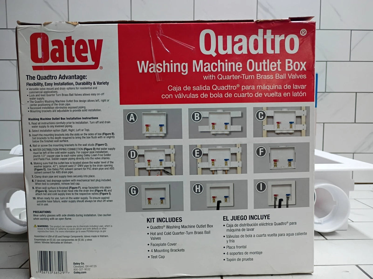 (2 Pack) Oatey 38529 Washing Machine Center Drain Outlet Box With Swt Valves OB
