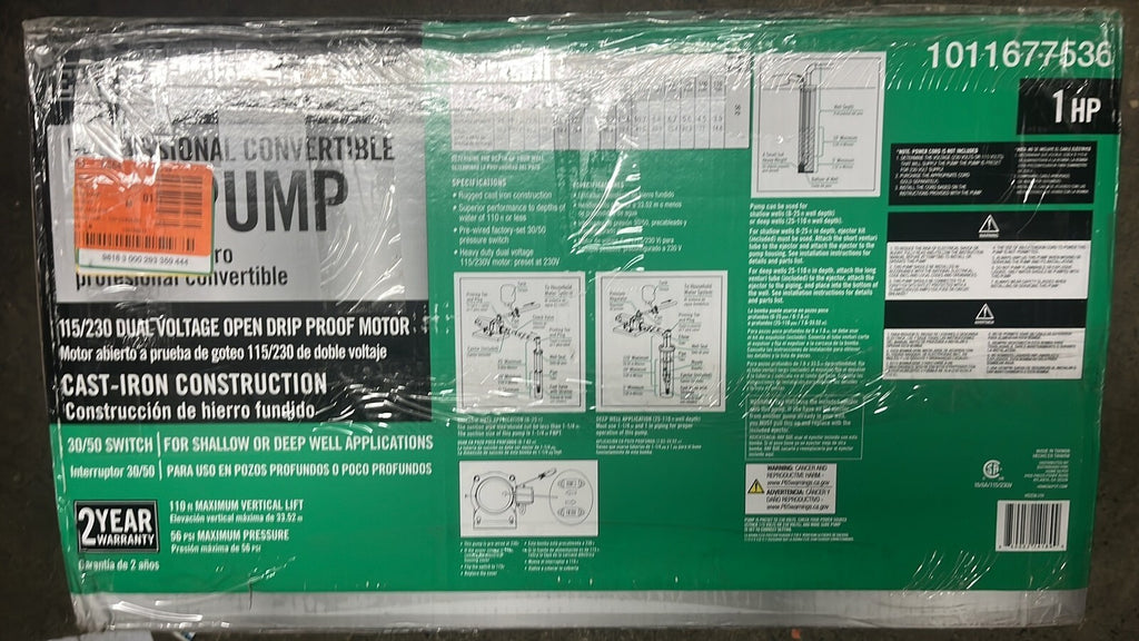 Everbilt HDCWJ10 1HP Professional Convertible Jet Pump NEW OPEN BOX