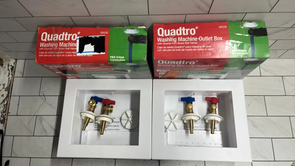 (2 Pack) Oatey Quadtro 38528 Washing Machine Outlet Box With PEX Crimp Valves OB