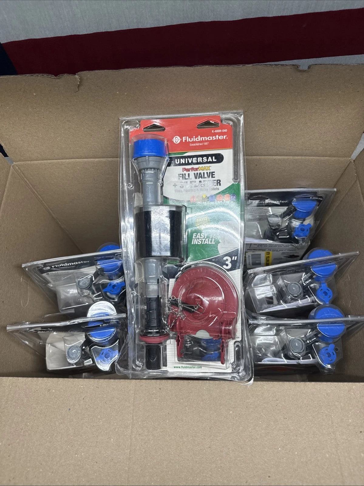 9PK Fluidmaster Universal PerforMAX Fill Valve, 3" Flapper, K-400H-040, OB