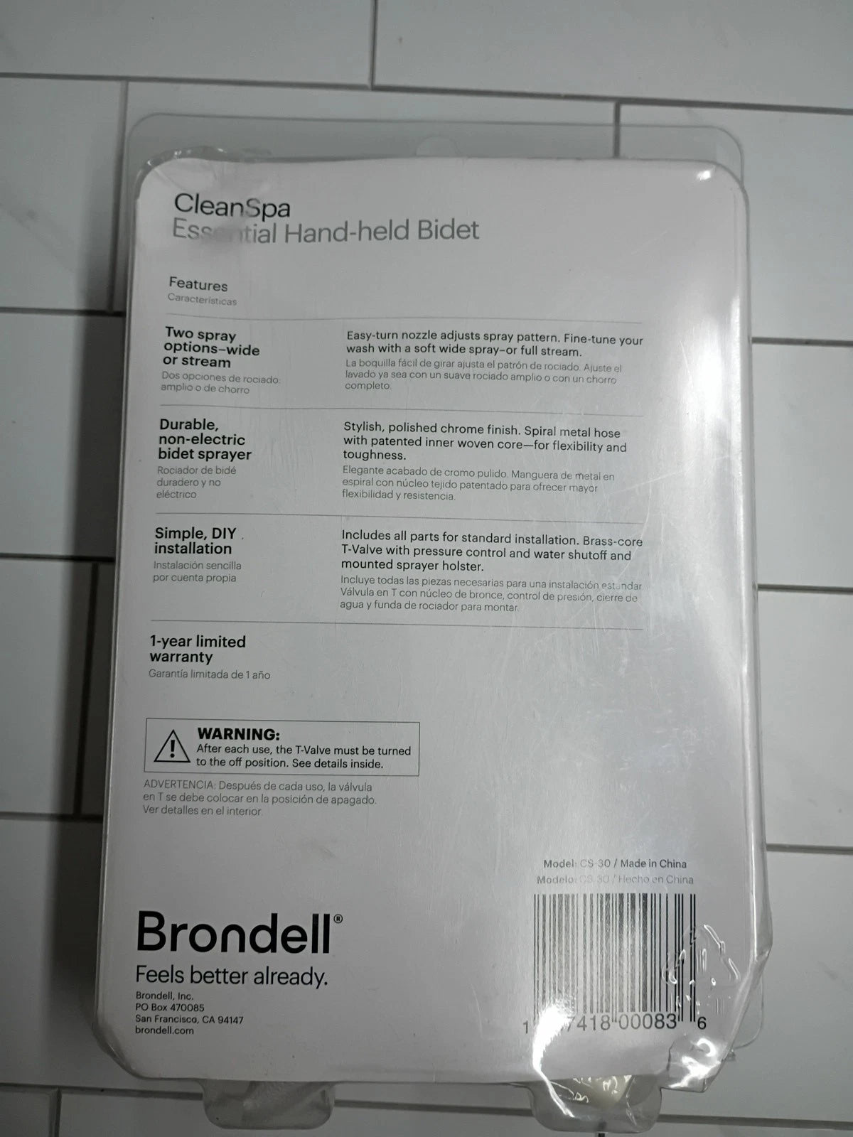 Brondell CS-30 CleanSpa Hand Held Bidet Polished Chrome