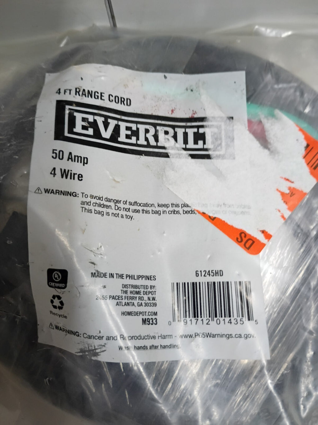 3-PACK Everbilt 61245HD 4ft Range Stove Cord Plug 50 Amp 4 Wire 4 Prong New