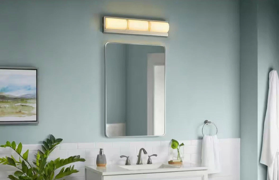 NEW Hampton Bay Bingham 24 in. 3-Light Brushed Nickel Vanity Light