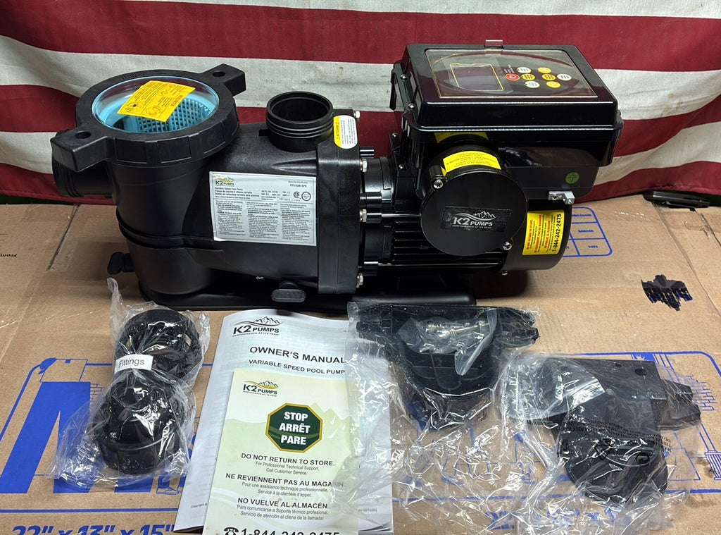 K2 PPV15001SPK Pumps 1.5 HP Variable Speed Pool Pump 95GPM 230V (OB)
