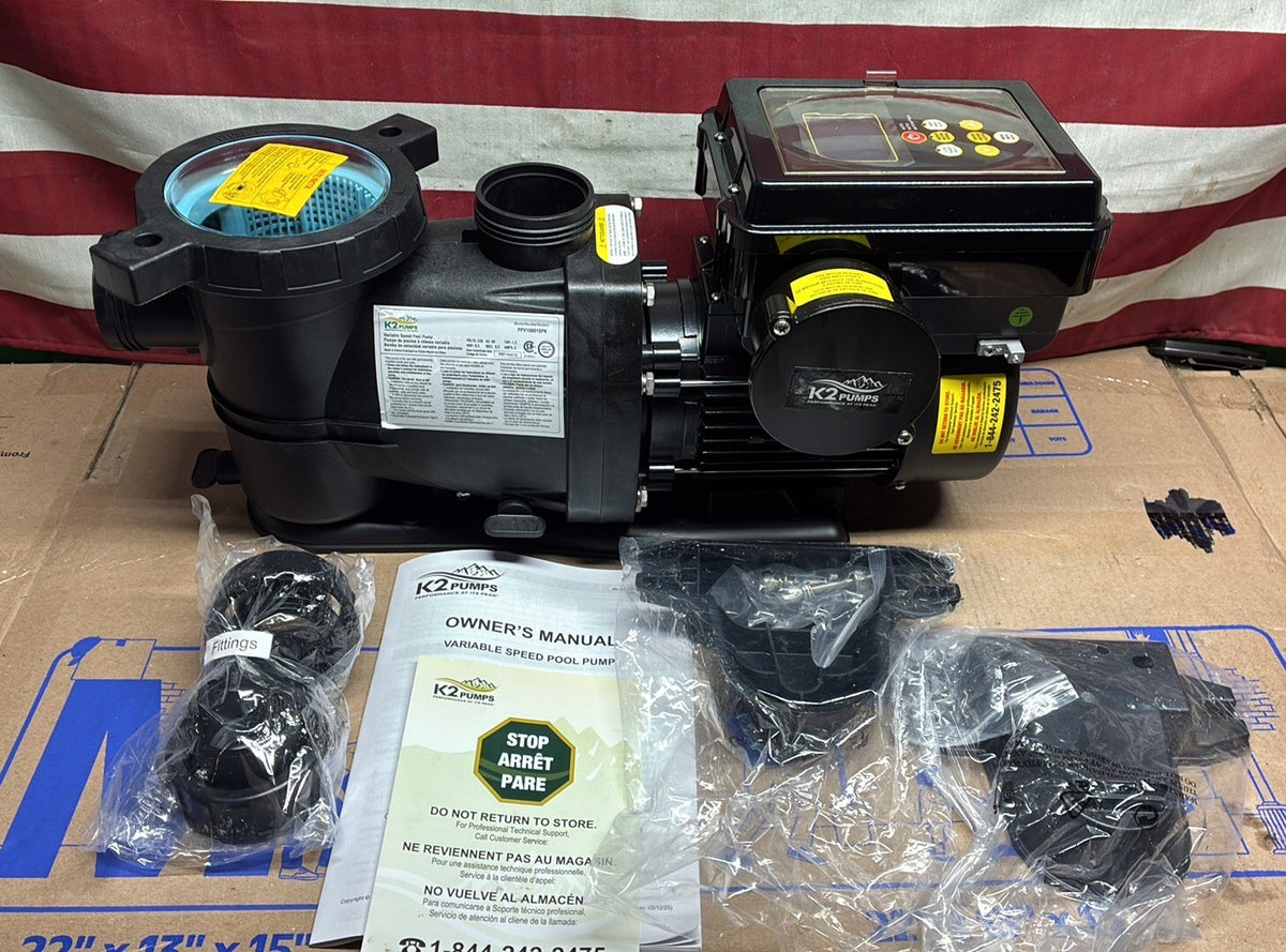 K2 PPV15001SPK Pumps 1.5 HP Variable Speed Pool Pump 95GPM 230V (OB)