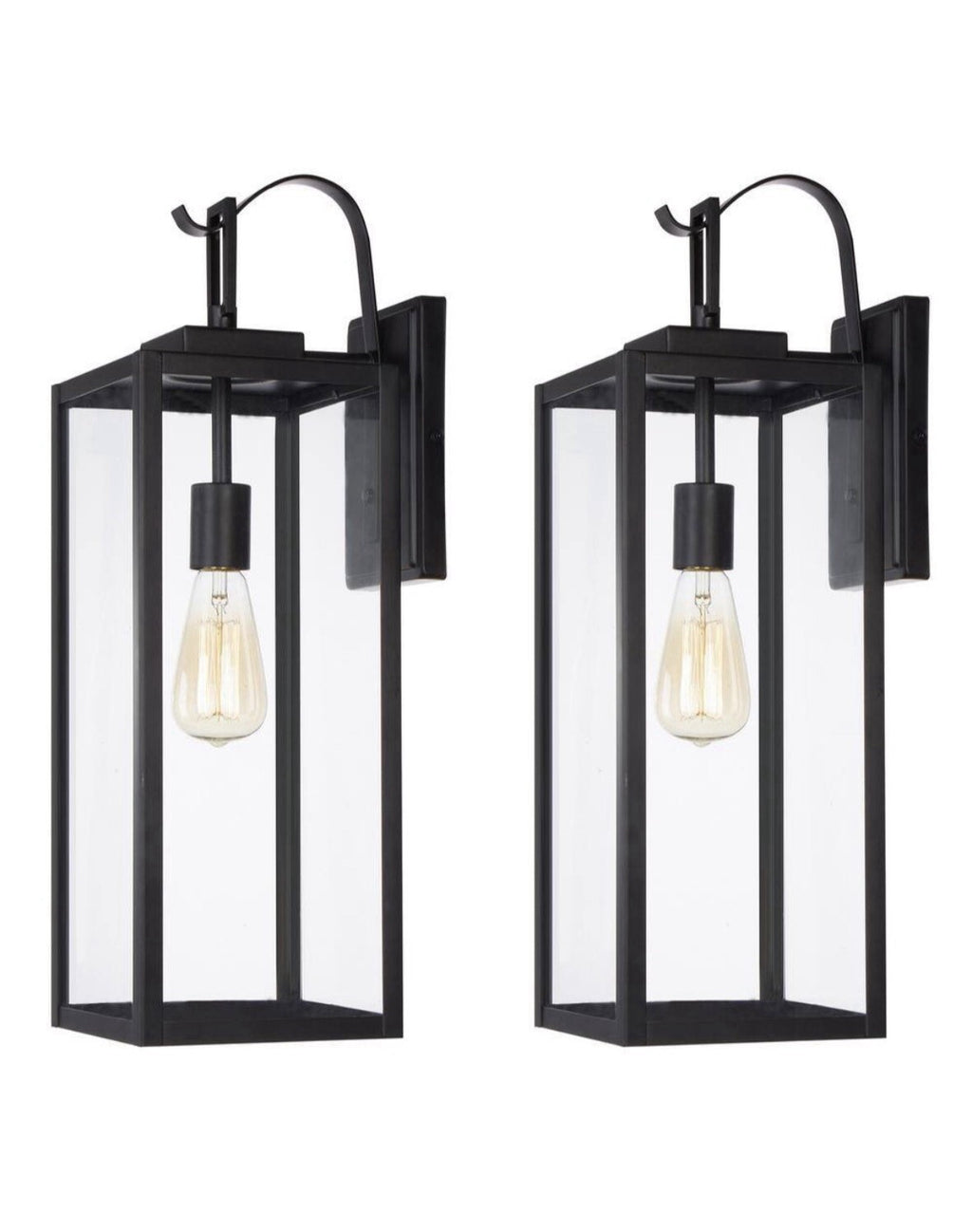 2PK Foothill 22.6 in. 1-Light Matte Black Outdoor Wall Lantern Sconce With…