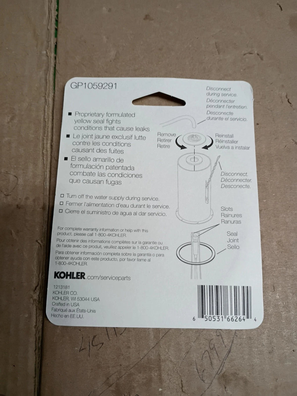 Lot of 4 Genuine Kohler Canister Seal GP1059291 for Toilet