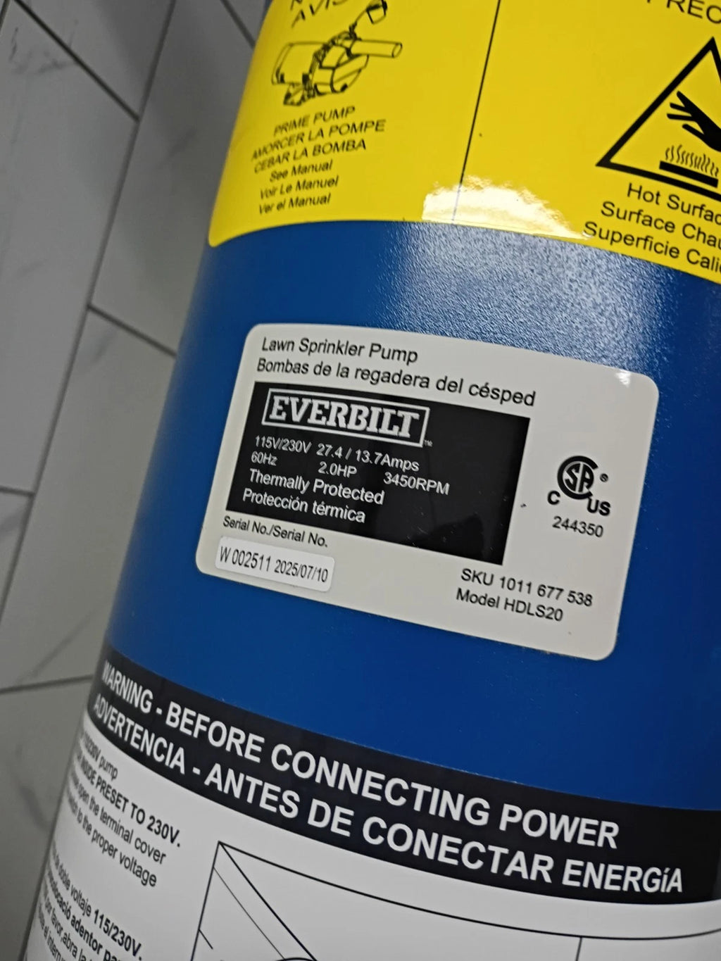 Everbilt HDLS20 Professional Irrigation Pump Cast Iron 2 HP Dual Voltage