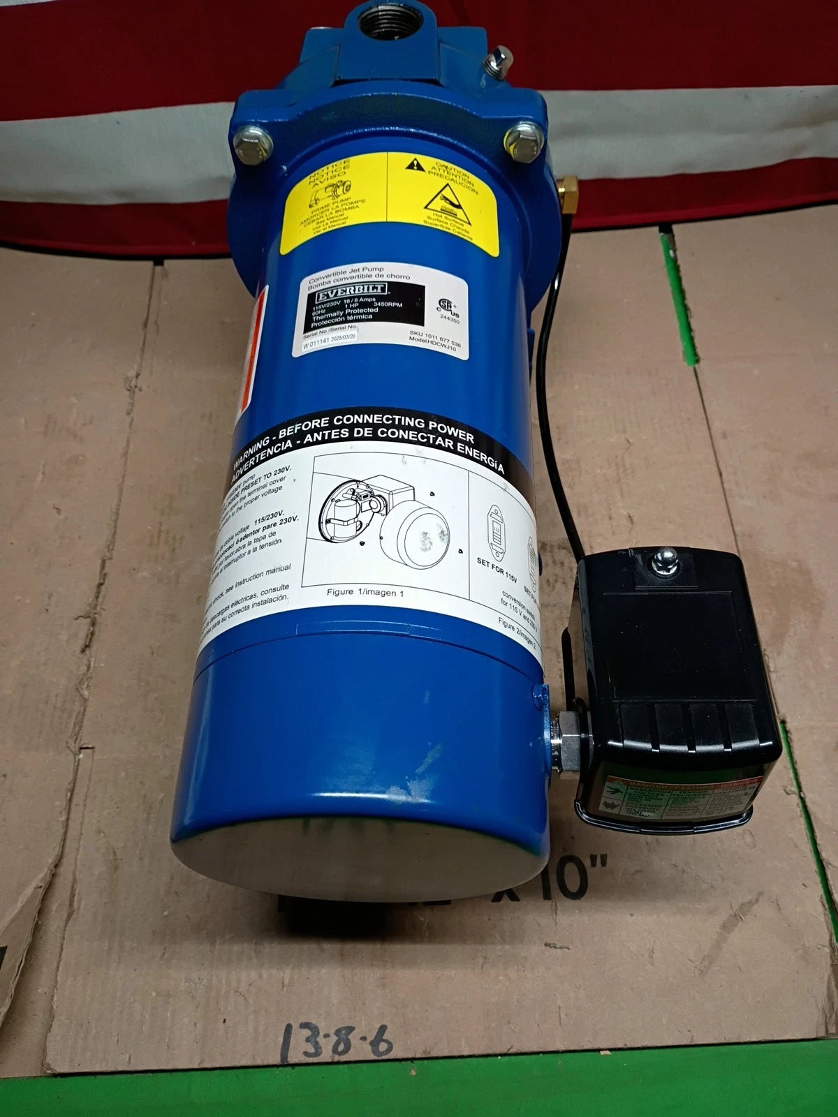 Everbilt 1 HP Professional Convertible Jet Pump NEW OPEN BOX