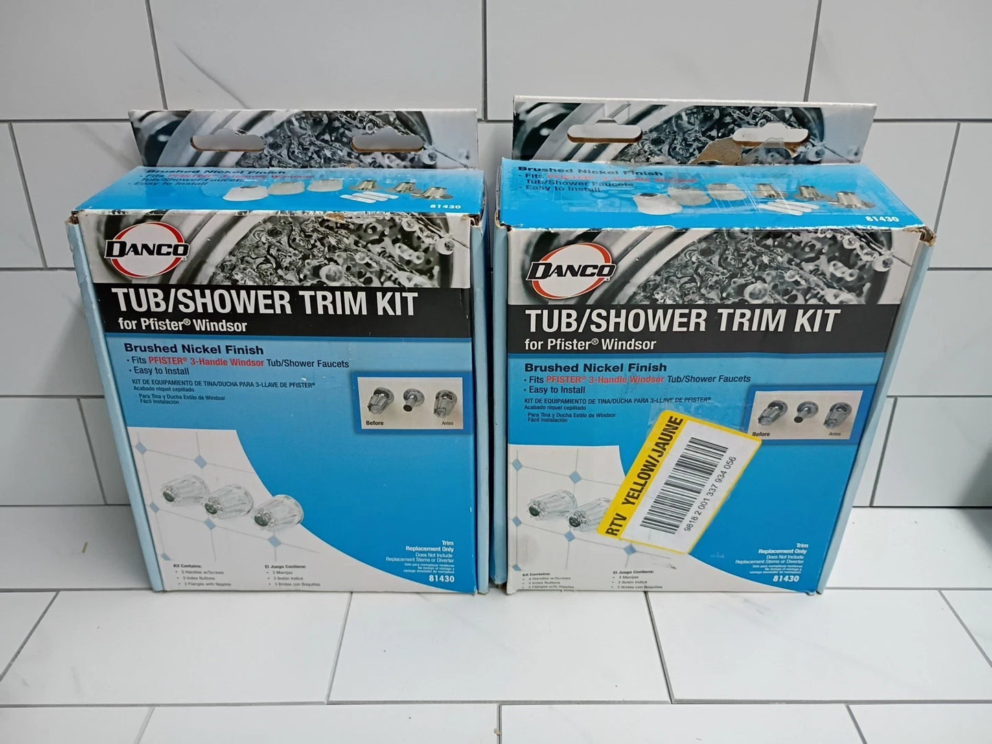 2pk Danco 81430 Tub/Shower Trim Kit Pfister Windsor Brushed Nickel Finish New OB