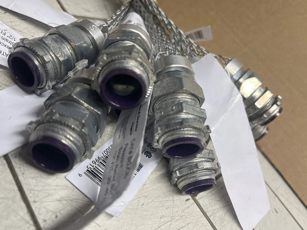 10PK FLEXCOR 1/2" Strain Relief Box Connector Straight Male 0.30-0.40 Cord Dia.