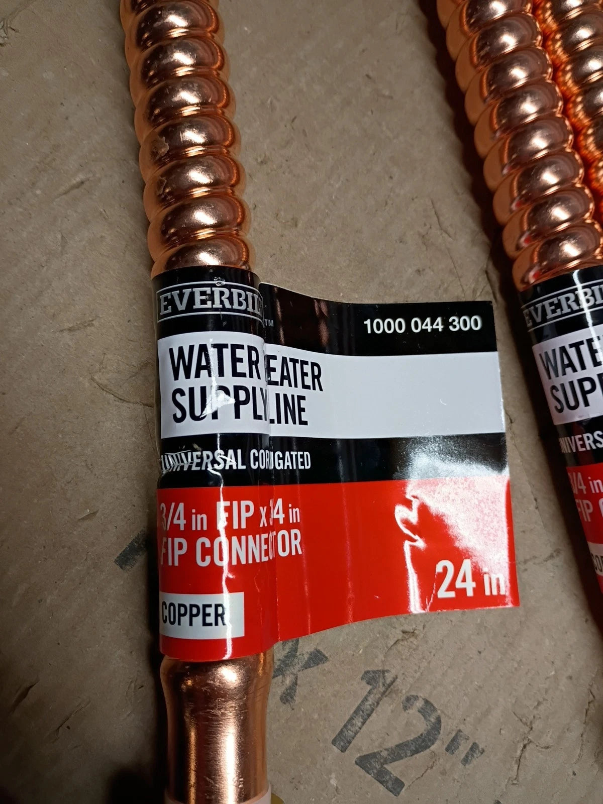 4-PK Everbilt 1000044300 3/4”FIP x 3/4”FIP x 24” Copper Water Heater Supply Line
