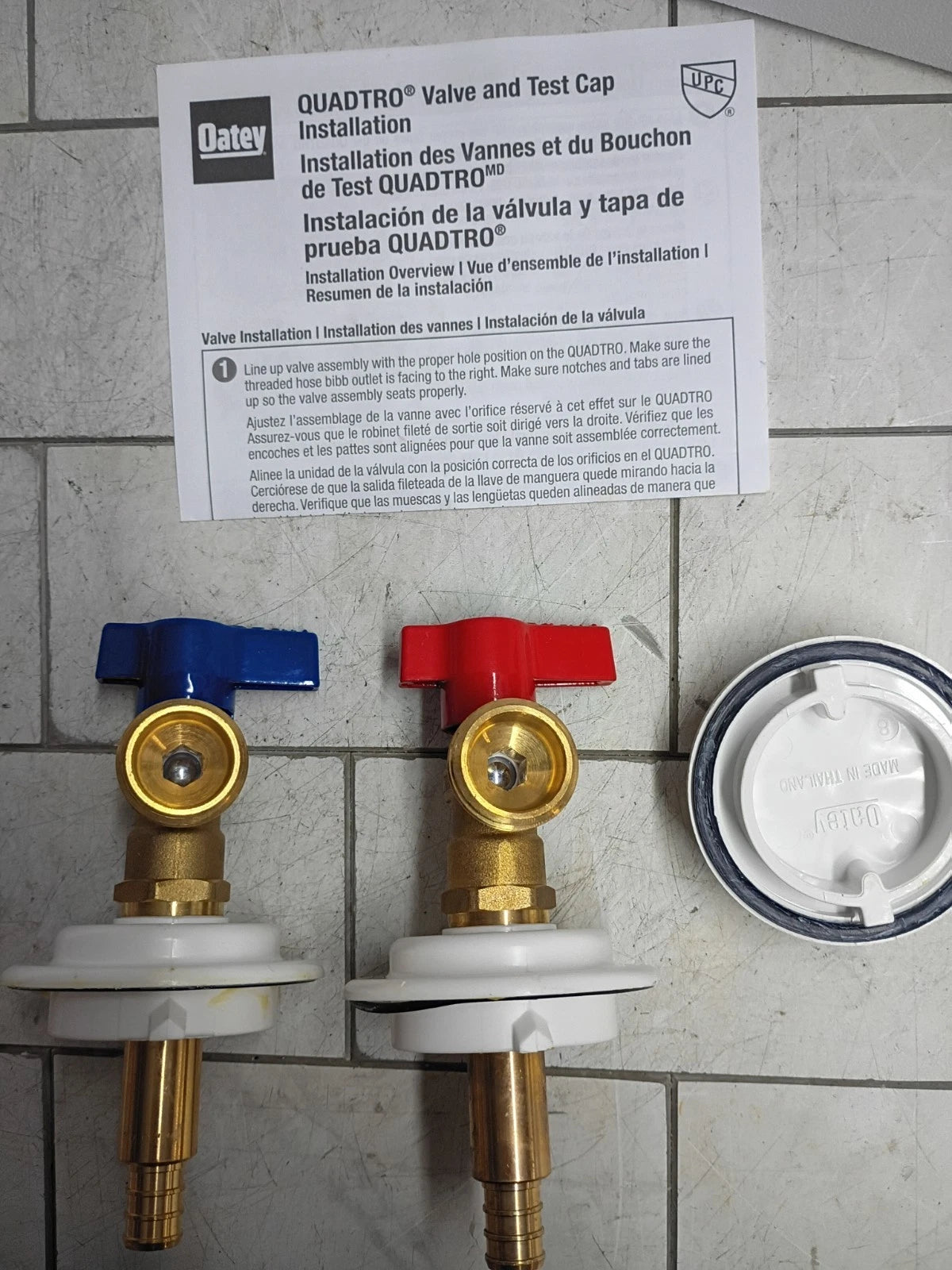 Oatey Quadtro 38529 Washing Machine Outlet Box Quarter-Turn Brass Valves OB-