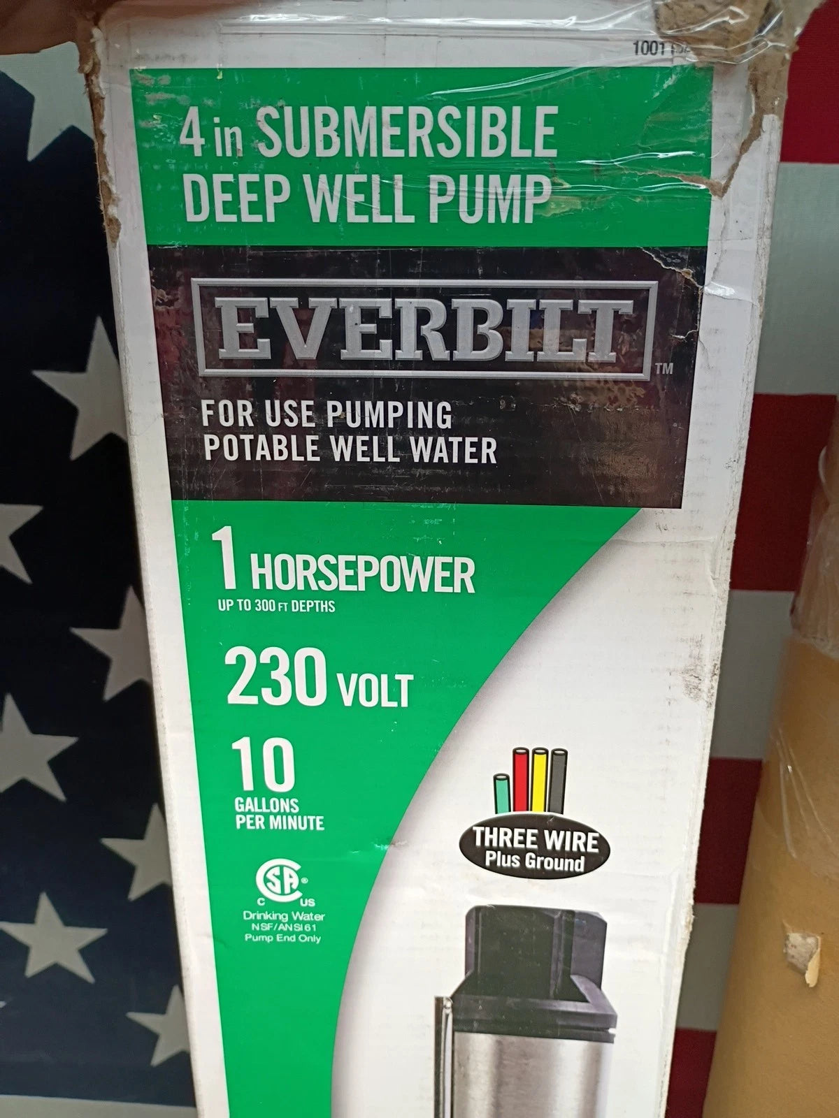 1 HP Submersible 3-Wire 10 GPM Deep Well Potable Water Pump Open Box,